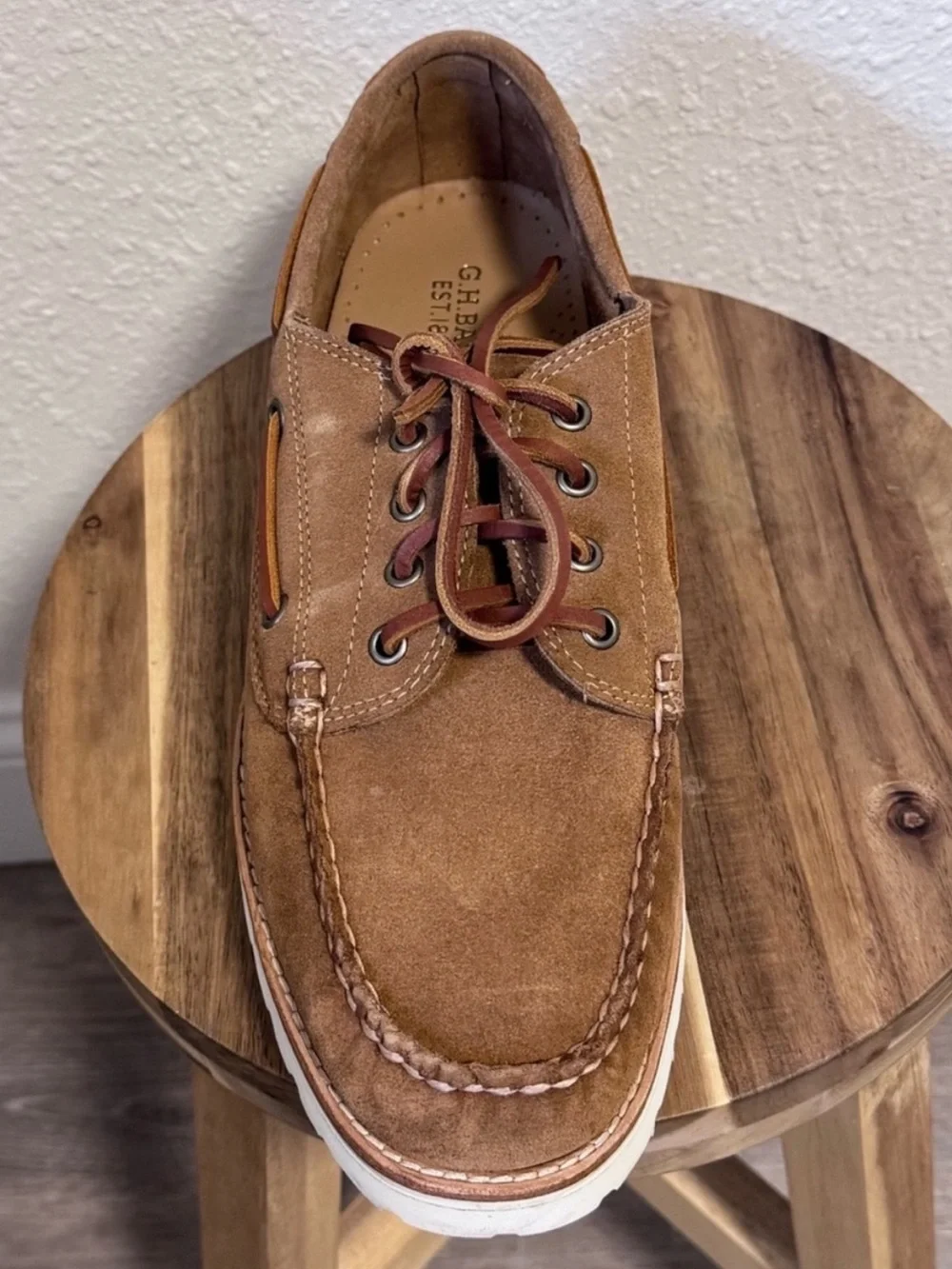 NWT G.H. Bass Ranger Camp Moc Sued Shoes Brown Men's Size 12 In Box